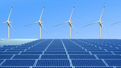 wind turbines above solar panels wind turbines above solar panels