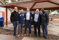 Left to right, Scott Crider (President, SDG&E), Clayton Tshudy (Executive Director, San Diego Canyonlands), Joe Kennedy III (President, Citizens Energy), Pete Smith (CEO, Citizens Energy), Kazeem Omidiji (Director of Community Relations, SDG&E). Citizens Energy and SDG&E award San Diego Canyonlands four electric vehicles and celebrate their dedication to the community in Azalea Park in Spring 2025. Left to right, Scott Crider (President, SDG&E), Clayton Tshudy (Executive Director, San Diego Canyonlands), Joe Kennedy III (President, Citizens Energy), Pete Smith (CEO, Citizens Energy), Kazeem Omidiji (Director of Community Relations, SDG&E). Citizens Energy and SDG&E award San Diego Canyonlands four electric vehicles and celebrate their dedication to the community in Azalea Park in Spring 2025.