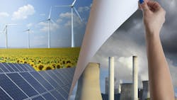 hand turning page from coal to wind and solar hand turning page from coal to wind and solar