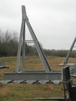 Pyramid type steel grillage foundation used for steel latticed towers. Pyramid type steel grillage foundation used for steel latticed towers.