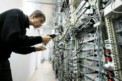 A worker at a data center in Ukraine. A worker at a data center in Ukraine.