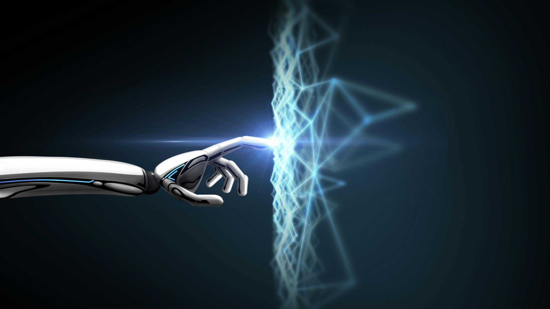 Robot hand connecting to virtual network.