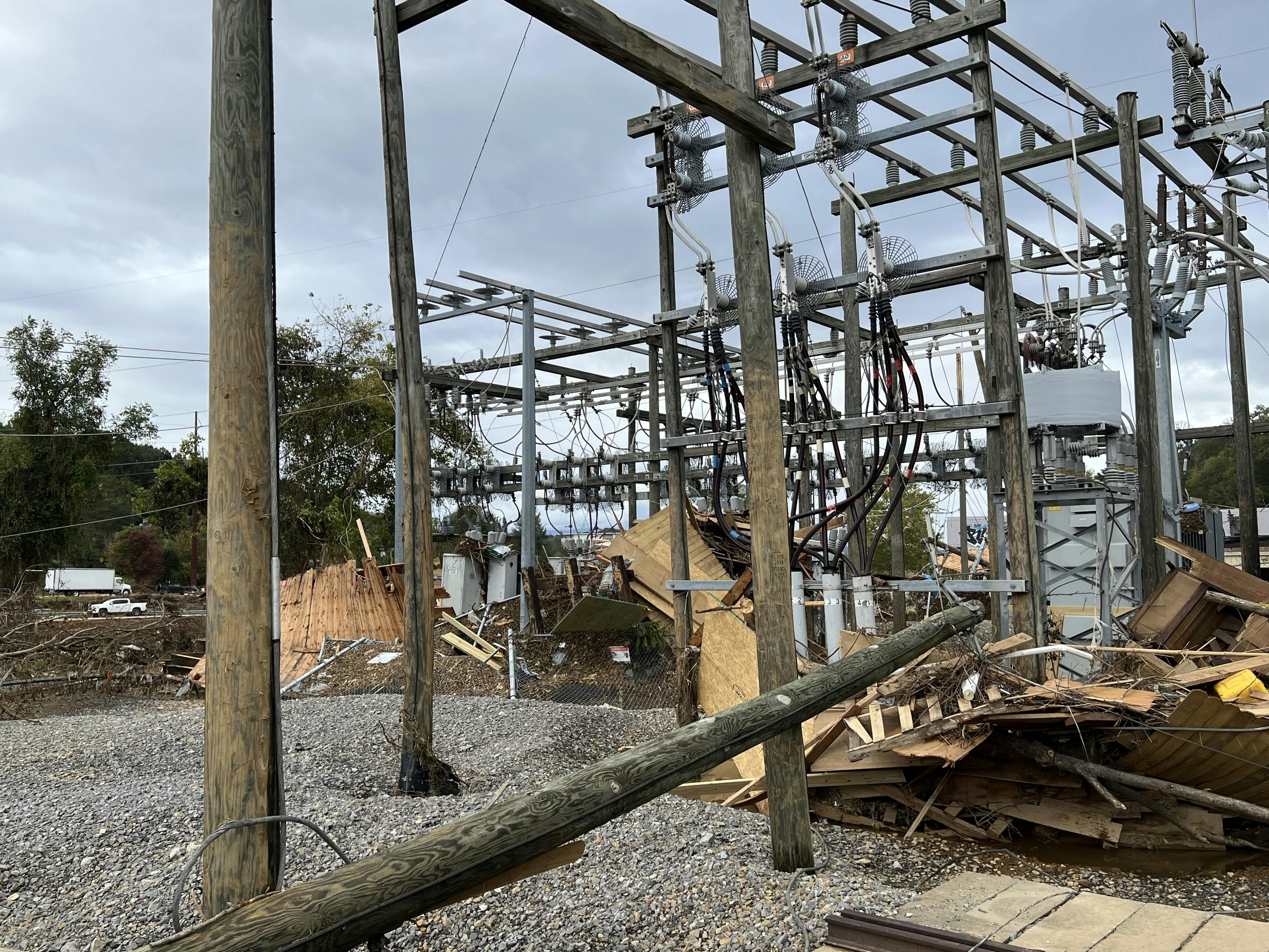 Duke Energy&rsquo;s Biltmore Retail substation in Asheville, North Carolina, was one of three of the company&rsquo;s substations in Asheville damaged or totally destroyed by Hurricane Helene.