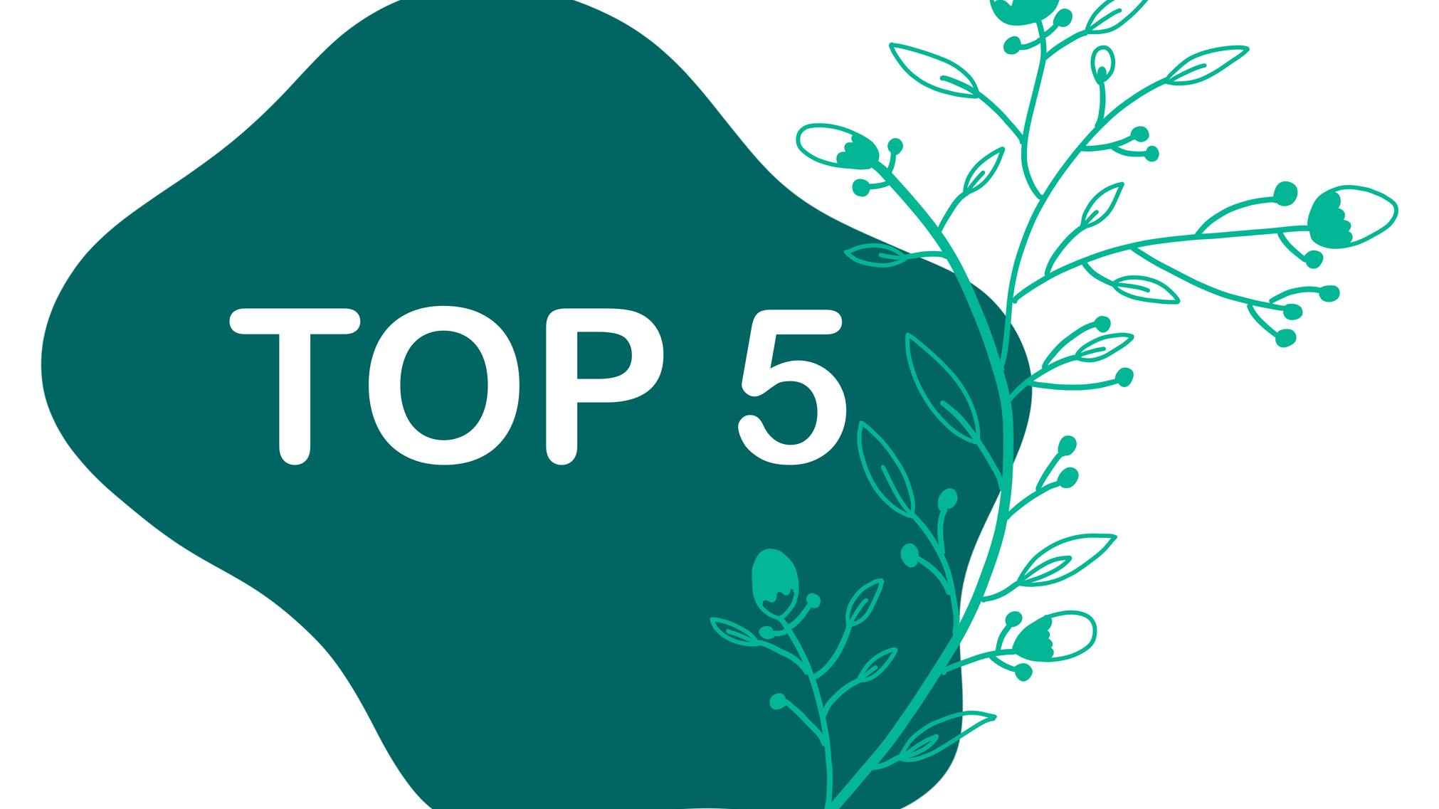 Top Five Floral Element Turquoise Blob Text