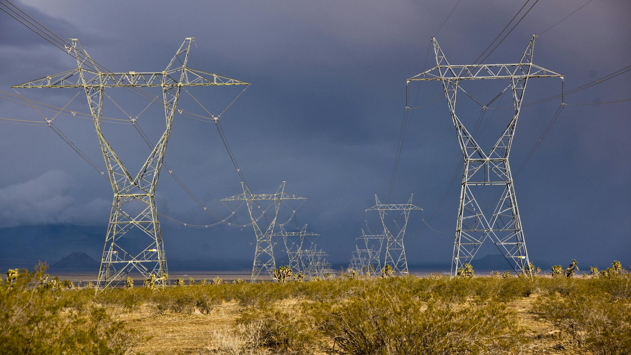 Huge electrical towers carry power