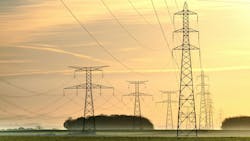 Sunrise with an electricity pylon and nature Sunrise with an electricity pylon and nature