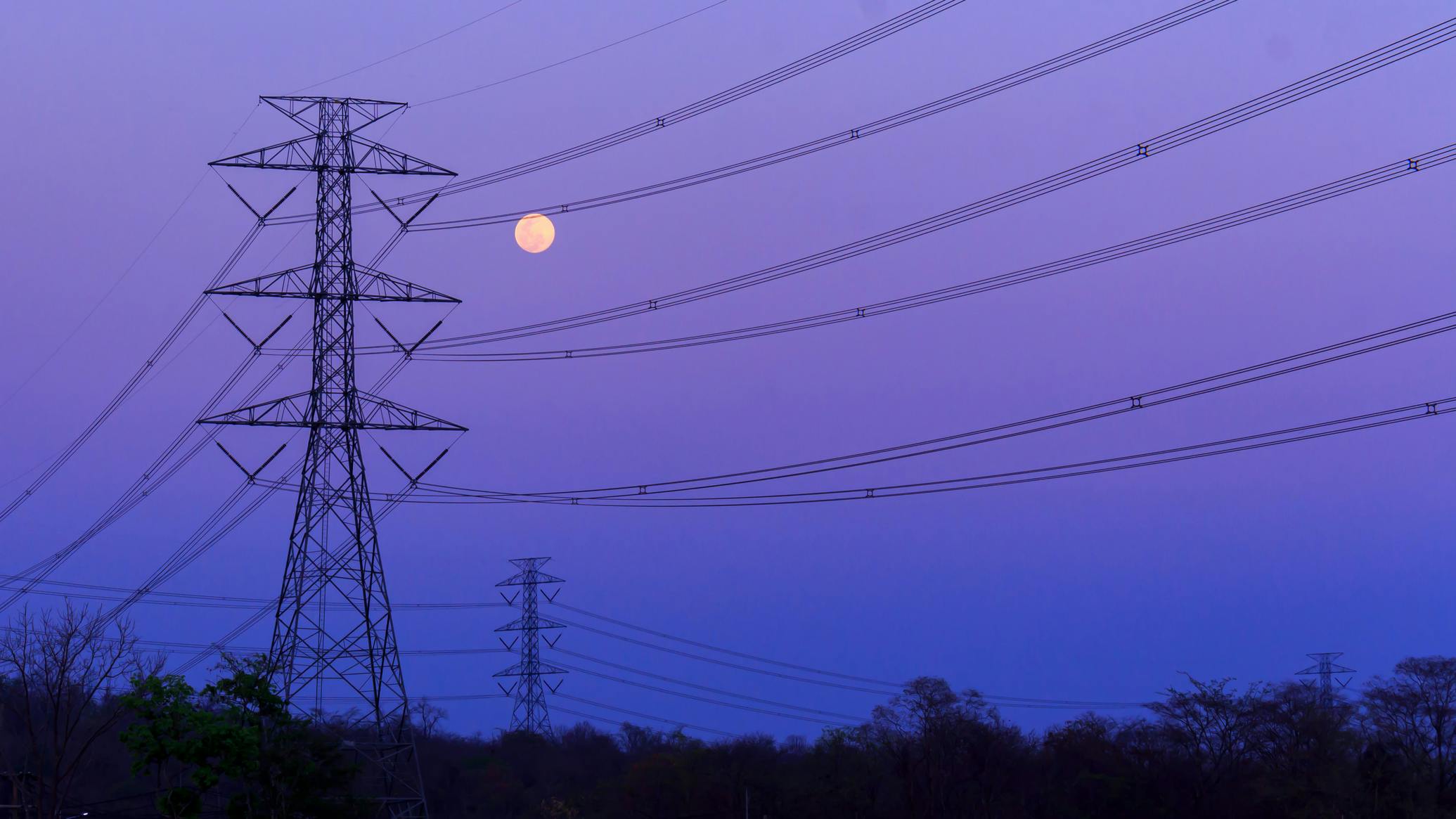 High voltage poles and cables