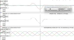 Turkey-induced phase-to-ground fault. This is quite interesting as the fault is formed and cleared in sub-cycle conditions. As can be seen, the peak current achieves a level of 1.67 kA. This corresponds to an actual sustained root-mean-square (rms) fault level of approximately 1.2 kA. The recloser control reports a peak rms value of 790 A. The recloser control is limited because it is estimating rms values based on the last two or three cycles. Since only one cycle is out of steady state, the recloser reports a false value somewhere between the loading current and the true fault magnitude. The actual 1.2 kA marries up with the electrical modeling for the maximum available fault at the exact location where the turkey was found. Turkey-induced phase-to-ground fault. This is quite interesting as the fault is formed and cleared in sub-cycle conditions. As can be seen, the peak current achieves a level of 1.67 kA. This corresponds to an actual sustained root-mean-square (rms) fault level of approximately 1.2 kA. The recloser control reports a peak rms value of 790 A. The recloser control is limited because it is estimating rms values based on the last two or three cycles. Since only one cycle is out of steady state, the recloser reports a false value somewhere between the loading current and the true fault magnitude. The actual 1.2 kA marries up with the electrical modeling for the maximum available fault at the exact location where the turkey was found.