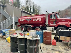 The Bat Cave Fire & Rescue squad let Duke Energy line crews use their drone to help to survey damage following Hurricane Helene. The Bat Cave Fire & Rescue squad let Duke Energy line crews use their drone to help to survey damage following Hurricane Helene.