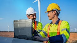 utility workers with rugged laptop utility workers with rugged laptop