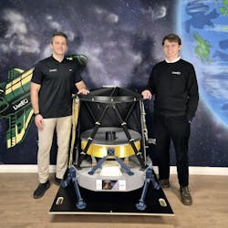 Daniel Seidel (left) and Sven Przywarra (right) with the life-size model of the Twinspector camera, a key component of LiveEO’s satellite constellation, purpose-built to deliver high-resolution 3D data for resilient and secure critical infrastructure. Daniel Seidel (left) and Sven Przywarra (right) with the life-size model of the Twinspector camera, a key component of LiveEO’s satellite constellation, purpose-built to deliver high-resolution 3D data for resilient and secure critical infrastructure.