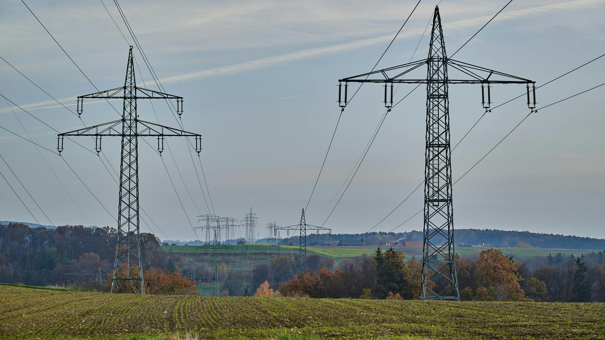 power lines on country side