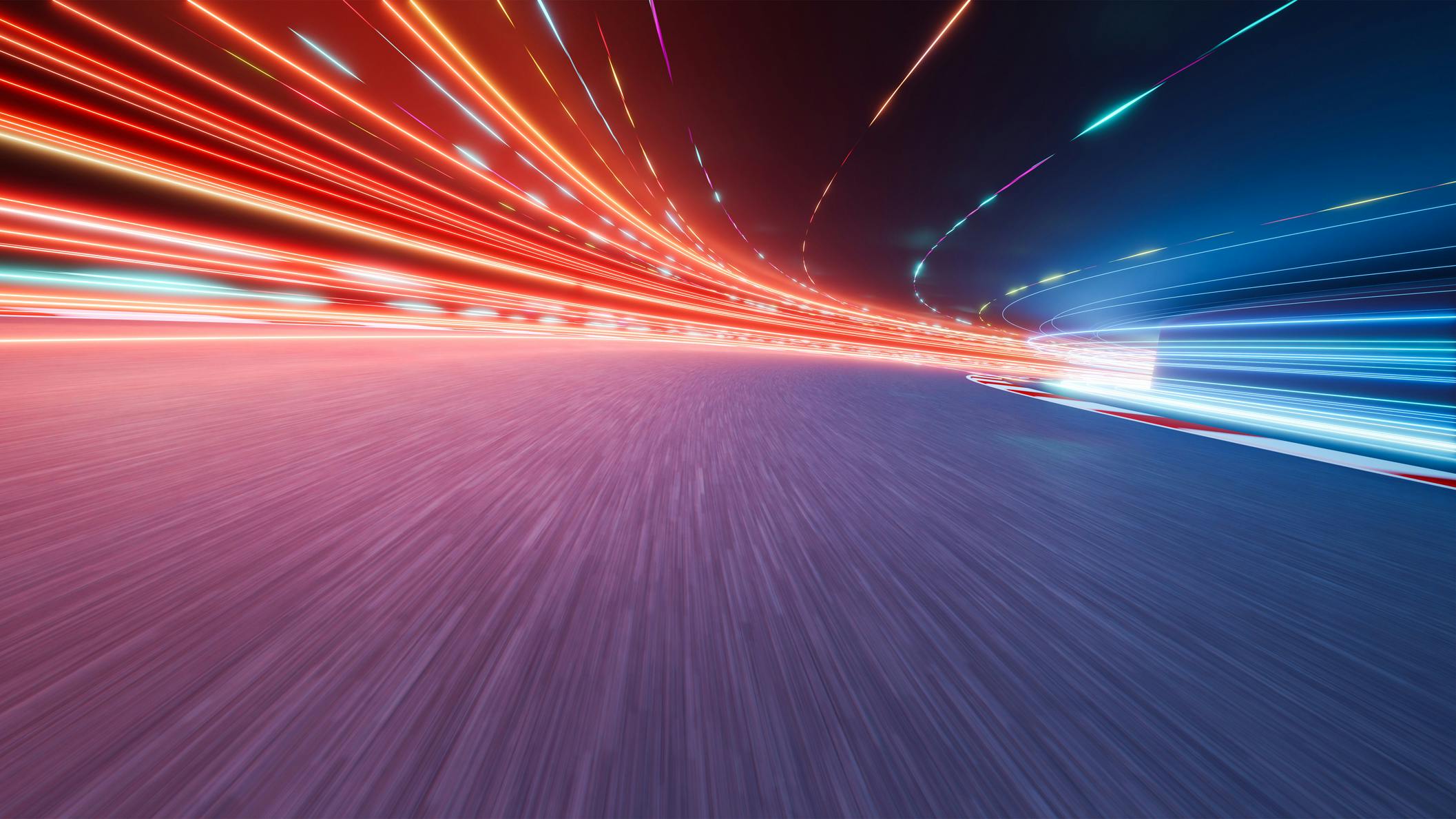 tunnel with moving lights as in racing