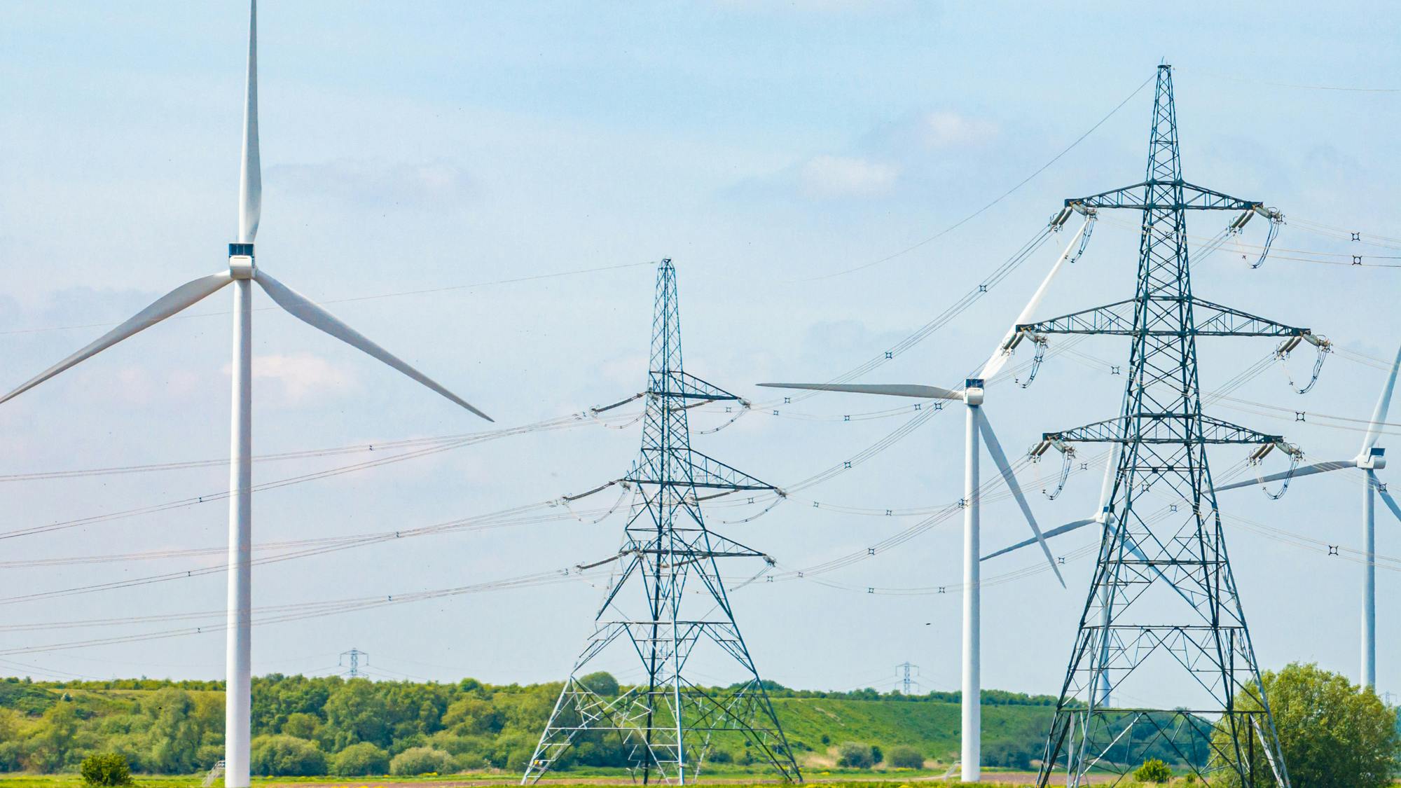 wind solar and power lines