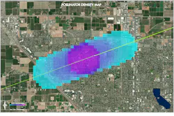 ACRT The interpolated surface of pollinator observation density is shown as a representative section of the survey corridor based on field survey data.