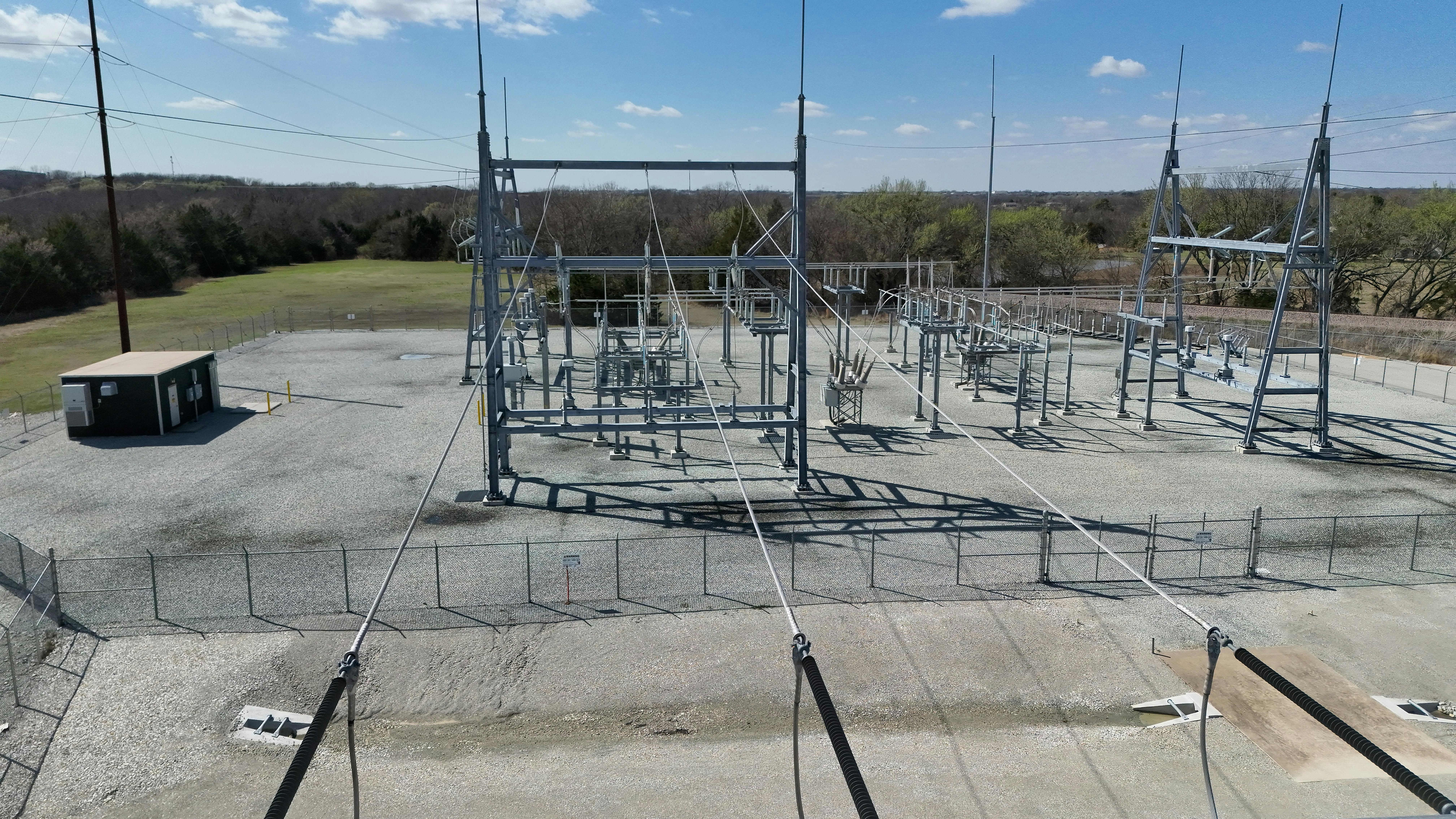 A substation&rsquo;s dead-end structure.
