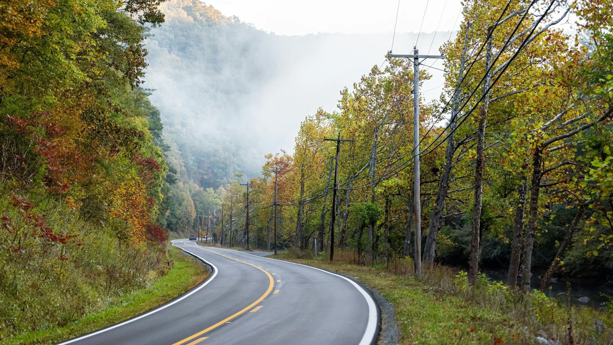 power lines along road