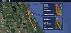 This mission map shows the two flight legs, total miles and time to execute. This mission map shows the two flight legs, total miles and time to execute.