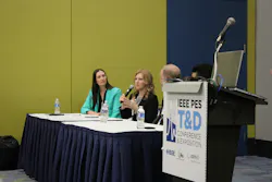 Diane Watkins, vice president of engineering for United Power, shared her views on grid affordability and reliability at the IEEE PES T&D conference during a technical panel discussion with Jackie Becker of Ameren (shown at left); Mark Esguerra of SCE and Daniel Gunderson of Minnesota Power. Diane Watkins, vice president of engineering for United Power, shared her views on grid affordability and reliability at the IEEE PES T&D conference during a technical panel discussion with Jackie Becker of Ameren (shown at left); Mark Esguerra of SCE and Daniel Gunderson of Minnesota Power.