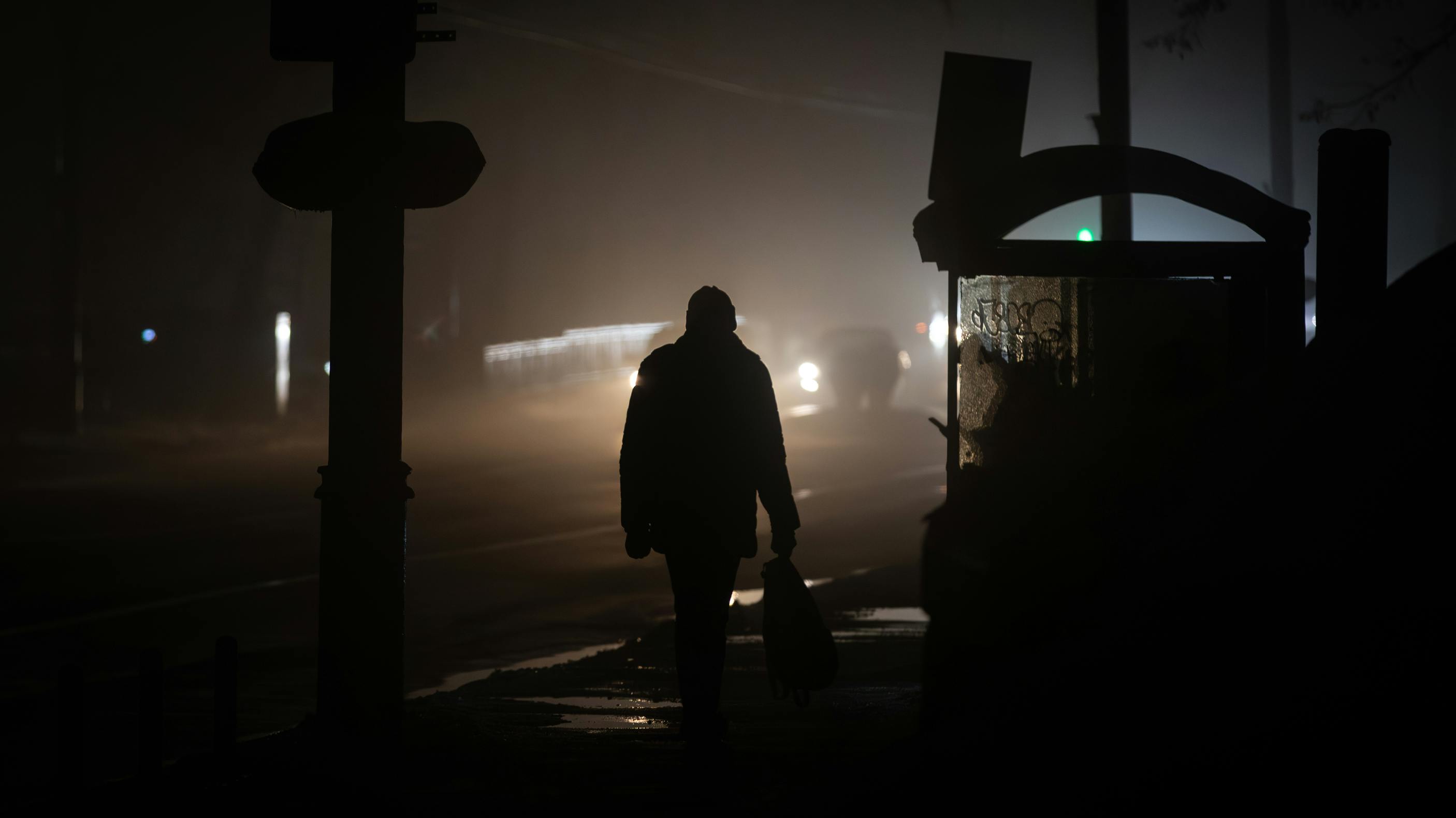 darkened street