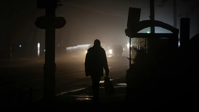 darkened street