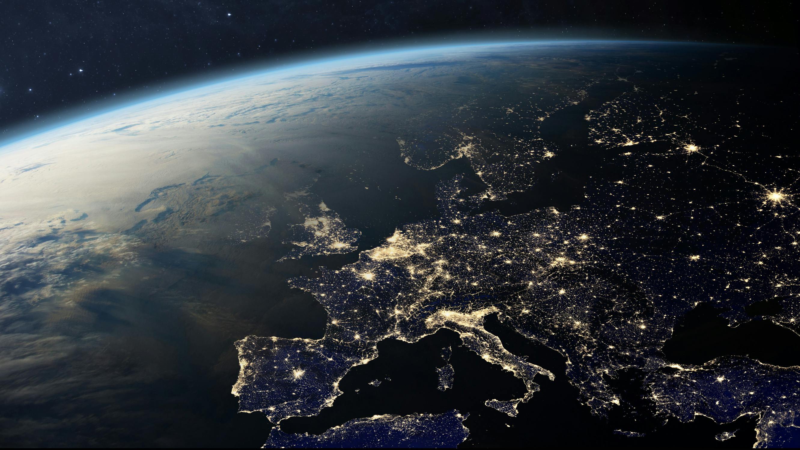 Europe from space at night.