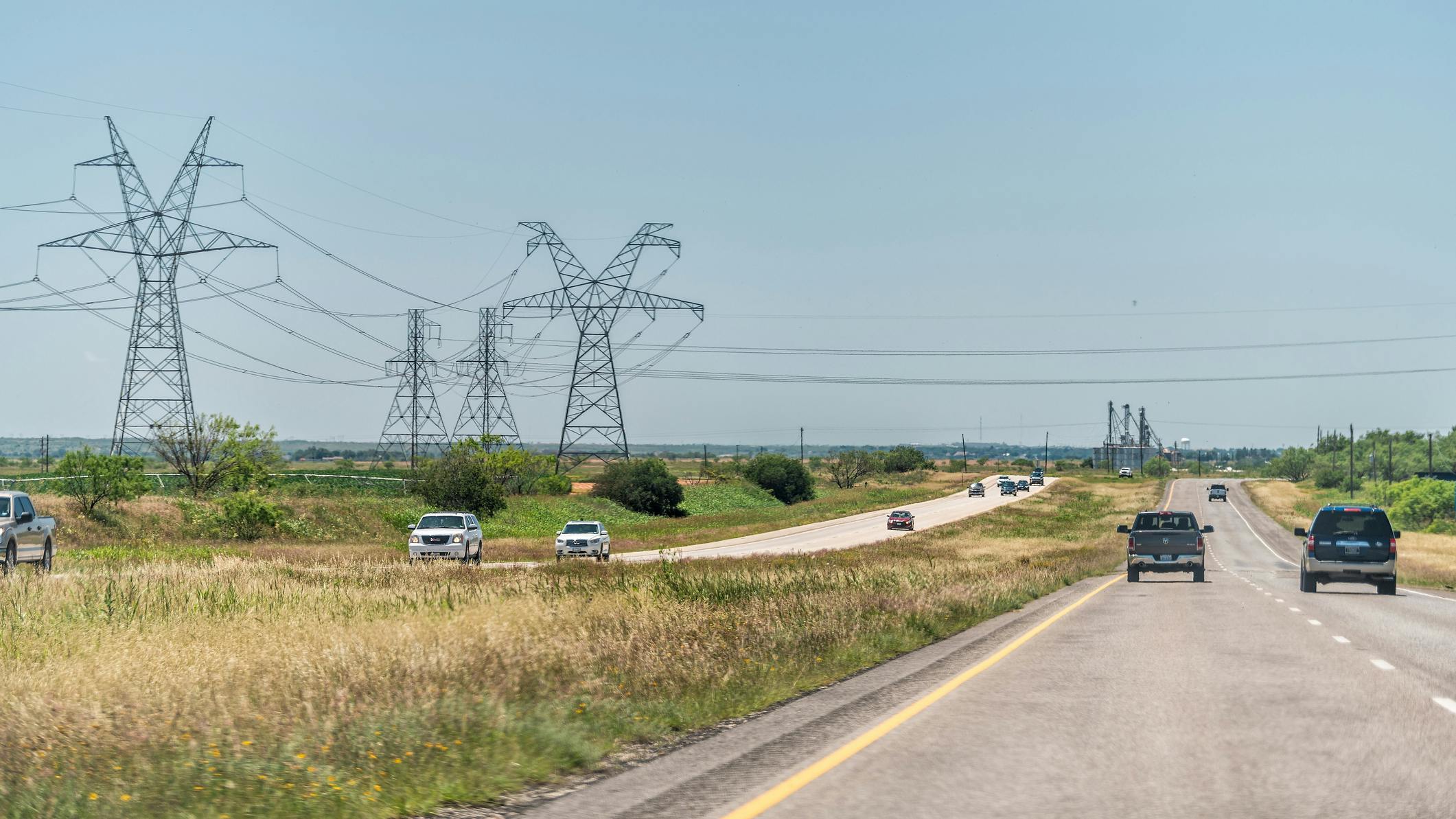 power lines along highway