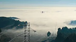 drone by power line