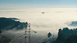 drone by power line