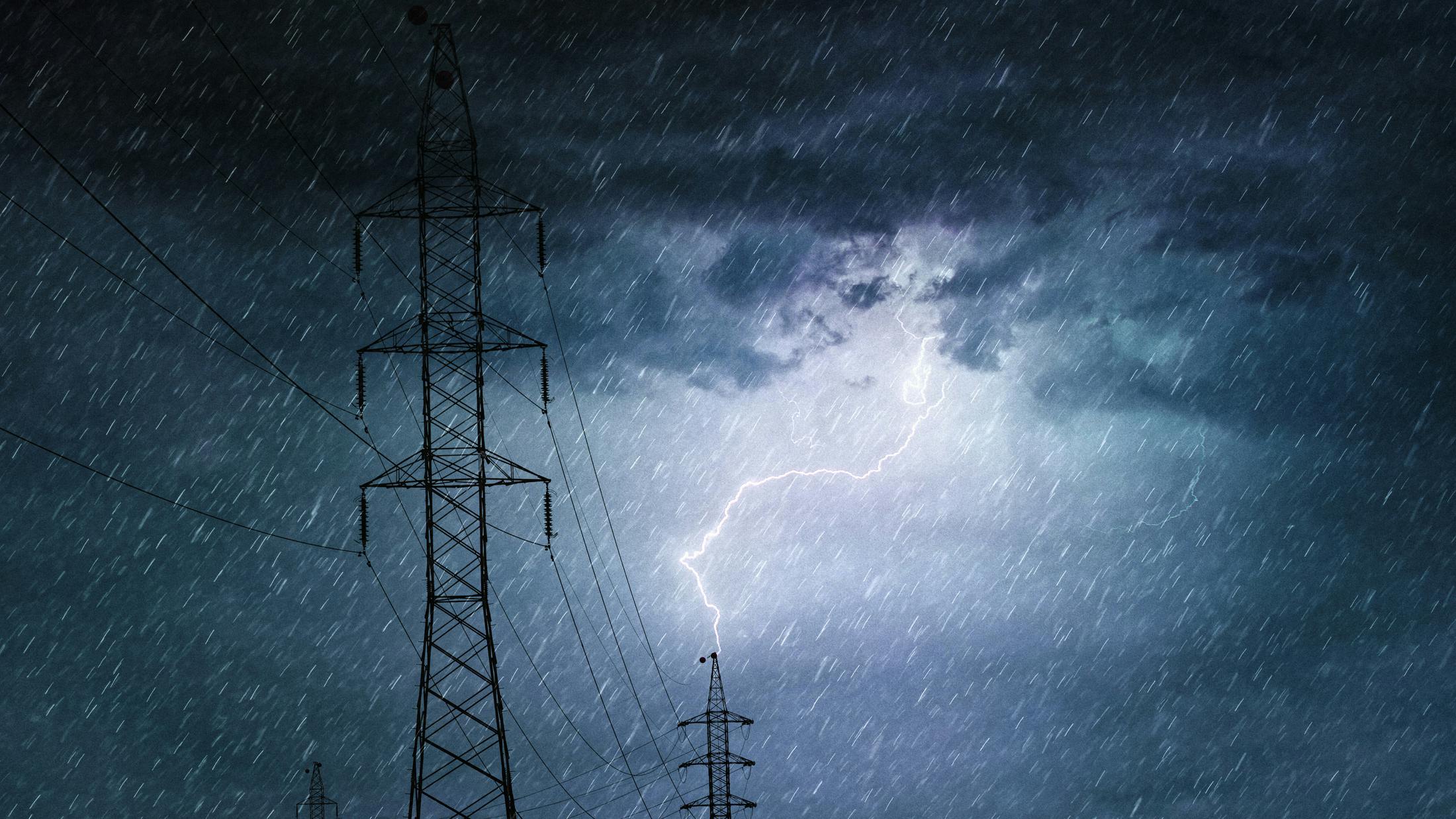 power line in storm