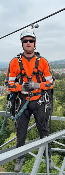 Liam White, the son of a lineworker, is ready to work on the line after completing an apprenticeship at National Grid in England.