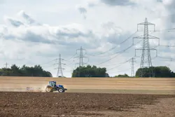 National Grid's field workforce maintains and builds transmission towers like these structures in Leeds, England.