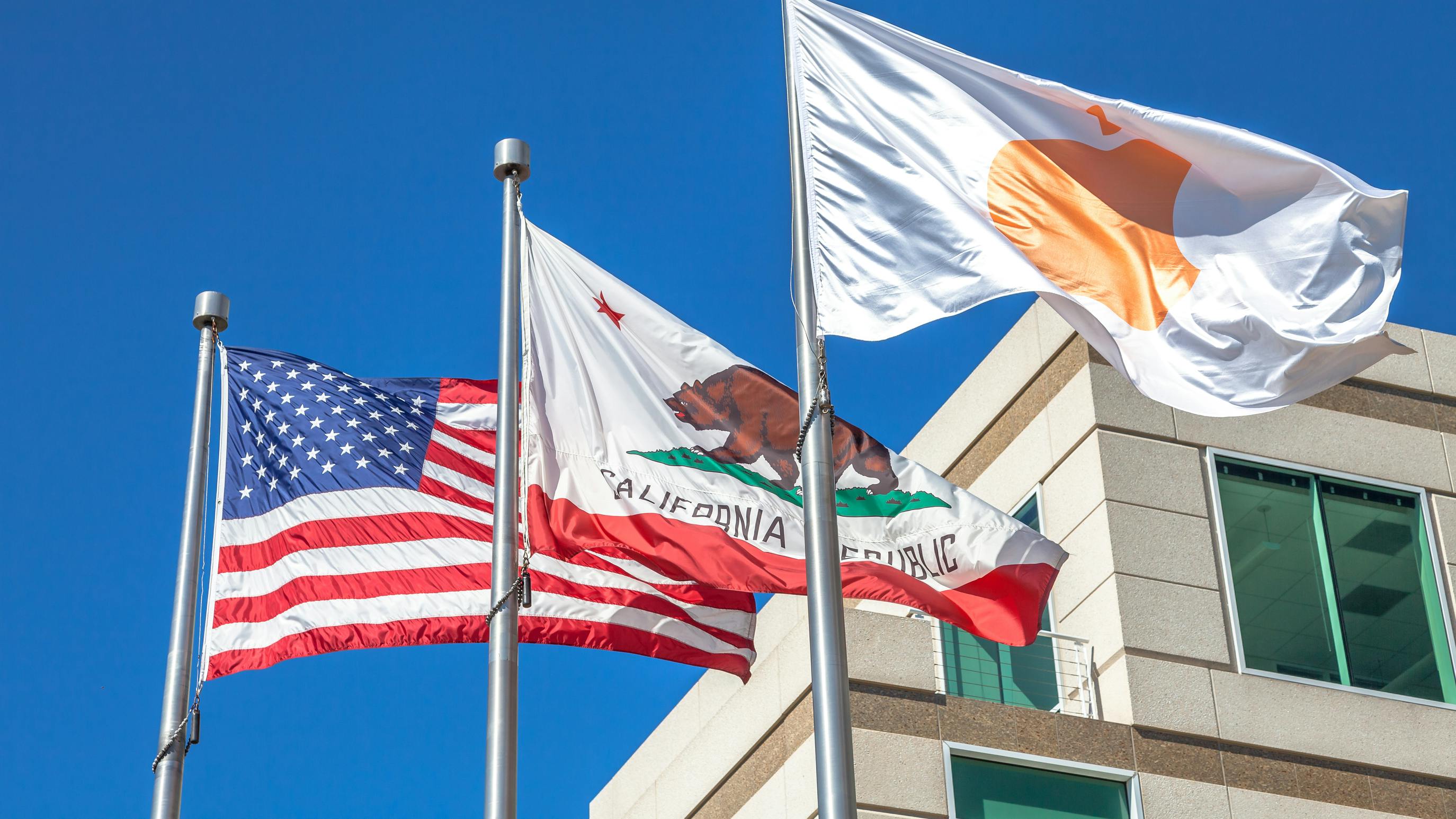 Flags flown at Apple&rsquo;s headquarters in Cupertino, California. Along with Meta, Microsoft, Google and others, Apple is among the companies, known as hyperscalers, who are building massive data centers to power their operations.