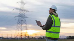 utility worker using laptop