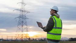 utility worker using laptop