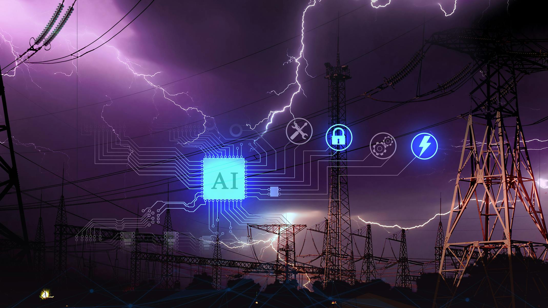 towers lightning and AI overlay