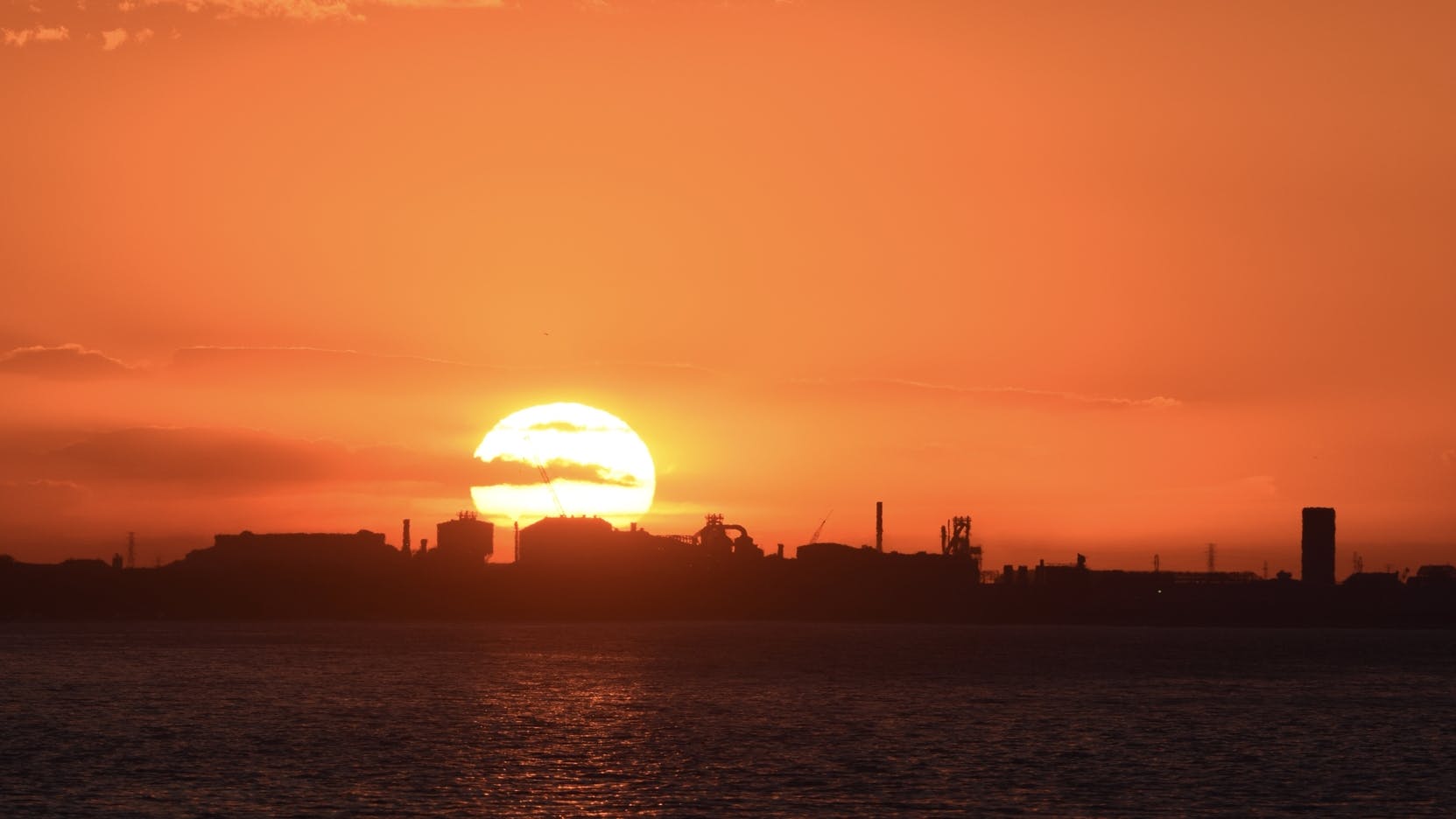 Sun setting over Gary, Indiana.
