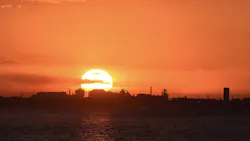 Sun setting over Gary, Indiana.