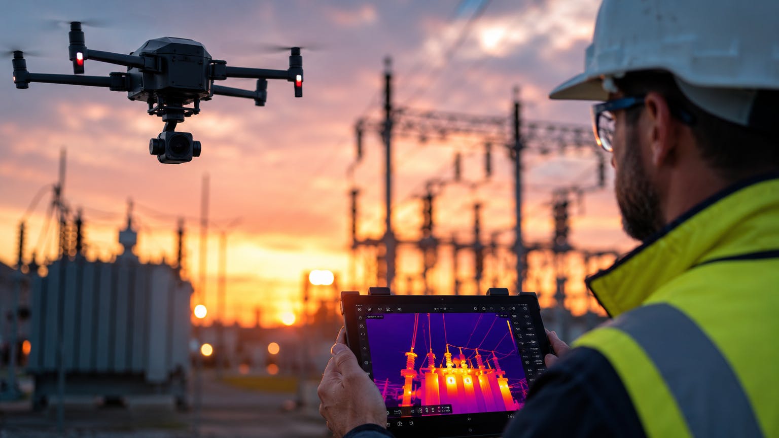 worker using drone