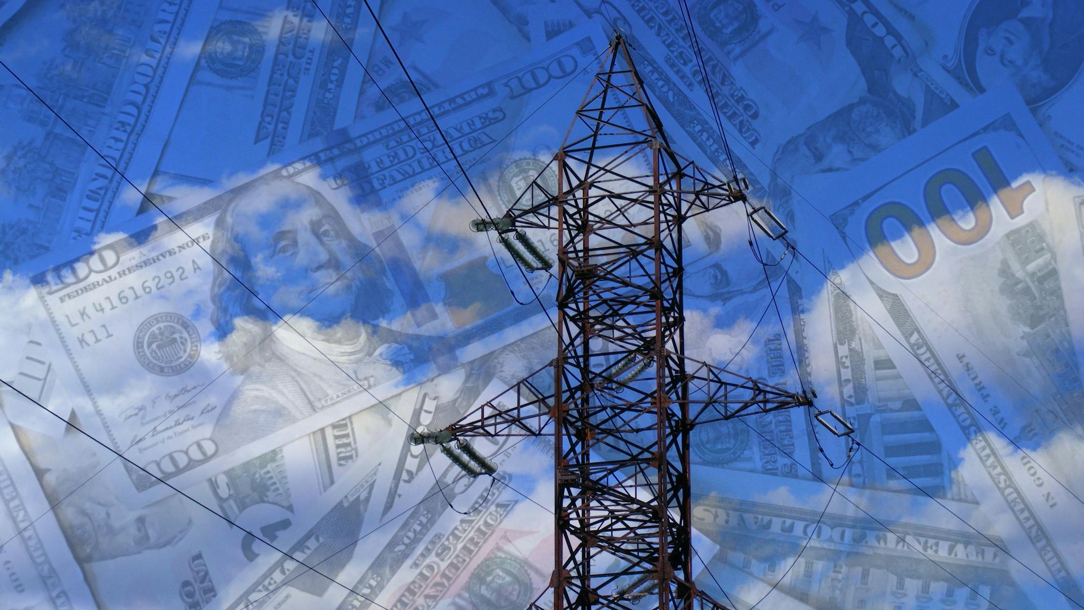 money with transmission tower