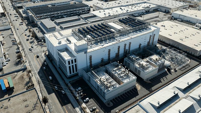 Electrical transformer infrastructure on-site of 33-MW data center in Vernon, California, powering needs for hyperscalers. | Credit: Hammond Power Solutions