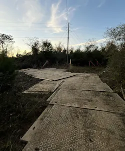 Crews installed matting in the ROW for site access.