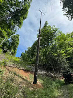 Mountain Electric Cooperative’s new McWane Pole, built to stand strong in rugged terrain.