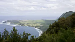 Aerial view of Kalaupapa Peninsula, Molokai, Hawaii.